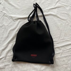 HUGO Boss Drawstring Bag 12" x 15" Black and Red